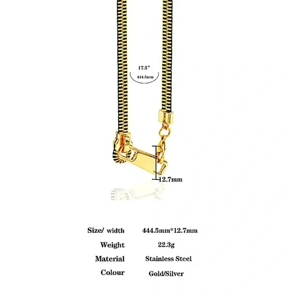 Gold Zipper Punk Minimalist Versatile Necklace - Picture 15 of 15